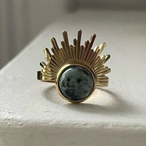 Gold and Green Sunburst Ring